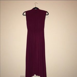 Zara Maroon Midi Mockneck Dress NWT